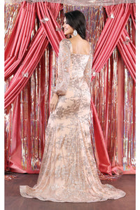 LA Merchandise LA7985 Puffy Sleeve Trumpet Silhouette Formal Dress - - Dress LA Merchandise