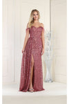 Load image into Gallery viewer, LA Merchandise LA7988 Off Shoulder Sequin Formal Evening Dress - MAUVE - Dress LA Merchandise