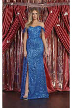 Load image into Gallery viewer, LA Merchandise LA7988 Off Shoulder Sequin Formal Evening Dress - MIDNIGHT BLUE - Dress LA Merchandise