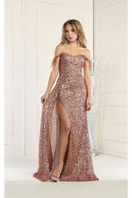 Load image into Gallery viewer, LA Merchandise LA7988 Off Shoulder Sequin Formal Evening Dress - MOCHA - Dress LA Merchandise