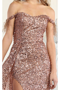 LA Merchandise LA7988 Off Shoulder Sequin Formal Evening Dress - - Dress LA Merchandise