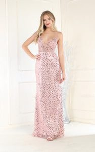 LA Merchandise LA7993 Sexy Embellished Evening Gown - ROSE GOLD - Dress LA Merchandise