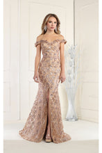 Load image into Gallery viewer, LA Merchandise LA7995 Off Shoulder Rose Gold Pageant Evening Dress - ROSE GOLD - Dress LA Merchandise