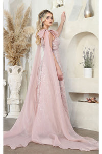 LA Merchandise LA7998 Embellished Cape Sleeves Formal Prom Gown - - Dress LA Merchandise
