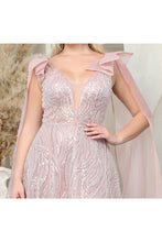 Load image into Gallery viewer, LA Merchandise LA7998 Embellished Cape Sleeves Formal Prom Gown - - Dress LA Merchandise