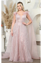 Load image into Gallery viewer, LA Merchandise LA7998 Embellished Cape Sleeves Formal Prom Gown - MAUVE - Dress LA Merchandise