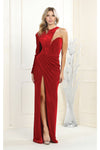 Load image into Gallery viewer, LA Merchandise LA7999 One Shoulder Velvet Prom Dress - RED - Dress LA Merchandise