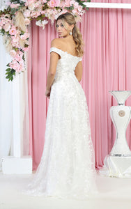 LA Merchandise LA8000B Off Shoulder Bridal Sheath Dress Ivory - - Dress LA Merchandise