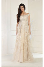 Load image into Gallery viewer, LA Merchandise LA8000 Embroidered Off Shoulder Sheath Pageant Dress - CHAMPAGNE - Dress LA Merchandise