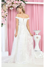 Load image into Gallery viewer, LA Merchandise LA8000 Embroidered Off Shoulder Sheath Pageant Dress - IVORY - Dress LA Merchandise