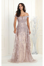 Load image into Gallery viewer, LA Merchandise LA8000 Embroidered Off Shoulder Sheath Pageant Dress - MAUVE - Dress LA Merchandise