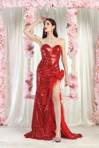 LA Merchandise LA8006 Red Strapless Sweetheart Evening Gown - - Dress LA Merchandise