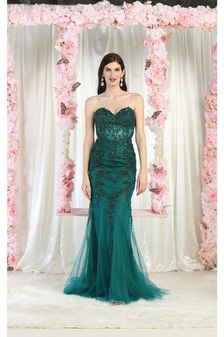 LA Merchandise LA8013 Strapless Embellished Corset Formal Prom Gown - - Dress LA Merchandise