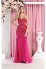 Load image into Gallery viewer, LA Merchandise LA8013 Strapless Embellished Corset Formal Prom Gown - FUCHSIA - Dress LA Merchandise