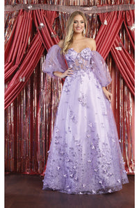 LA Merchandise LA8015 Detachable Sleeves Pageant Gown - - LA Merchandise