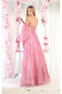 LA Merchandise LA8015 Detachable Sleeves Pageant Gown - - LA Merchandise