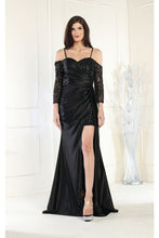 Load image into Gallery viewer, LA Merchandise LA8016 Cold Shoulder Ruched Embellished Formal Gown - BLACK - Dress LA Merchandise