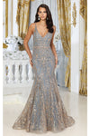 Load image into Gallery viewer, LA Merchandise LA8017 Sleeveless V-neck Glitter Mermaid Prom Gown - CHARCOAL GOL - Dress LA Merchandise