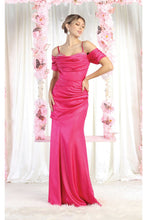 Load image into Gallery viewer, LA Merchandise LA8021 Formal Cold Shoulder Long Sheath Dress - FUCHSIA - Dress LA Merchandise