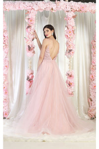 LA Merchandise LA8024 3D Floral Applique Prom A-Line Dress - - Dress LA Merchandise