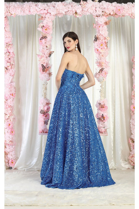 LA Merchandise LA8025 Strapless Sequin Fit & Flare Formal Evening Gown - - Dress LA Merchandise