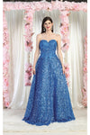 Load image into Gallery viewer, LA Merchandise LA8025 Strapless Sequin Fit &amp; Flare Formal Evening Gown - PERI BLUE - Dress LA Merchandise