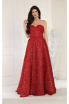 Load image into Gallery viewer, LA Merchandise LA8025 Strapless Sequin Fit &amp; Flare Formal Evening Gown - RED - Dress LA Merchandise