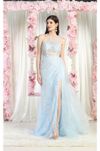 Load image into Gallery viewer, LA Merchandise LA8026 Side Cape Asymmetrical Evening Dress - BABY BLUE - Dress LA Merchandise