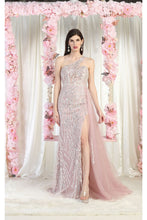 Load image into Gallery viewer, LA Merchandise LA8026 Side Cape Asymmetrical Evening Dress - MAUVE - Dress LA Merchandise