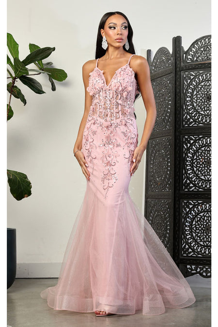 LA Merchandise LA8030 3D Floral Applique Special Occasion Formal Dress – LA  Merchandise, Inc