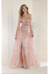 Load image into Gallery viewer, LA Merchandise LA8032 Special Occasion Evening Gown With Overlay Skirt - ROSE GOLD - Dress LA Merchandise