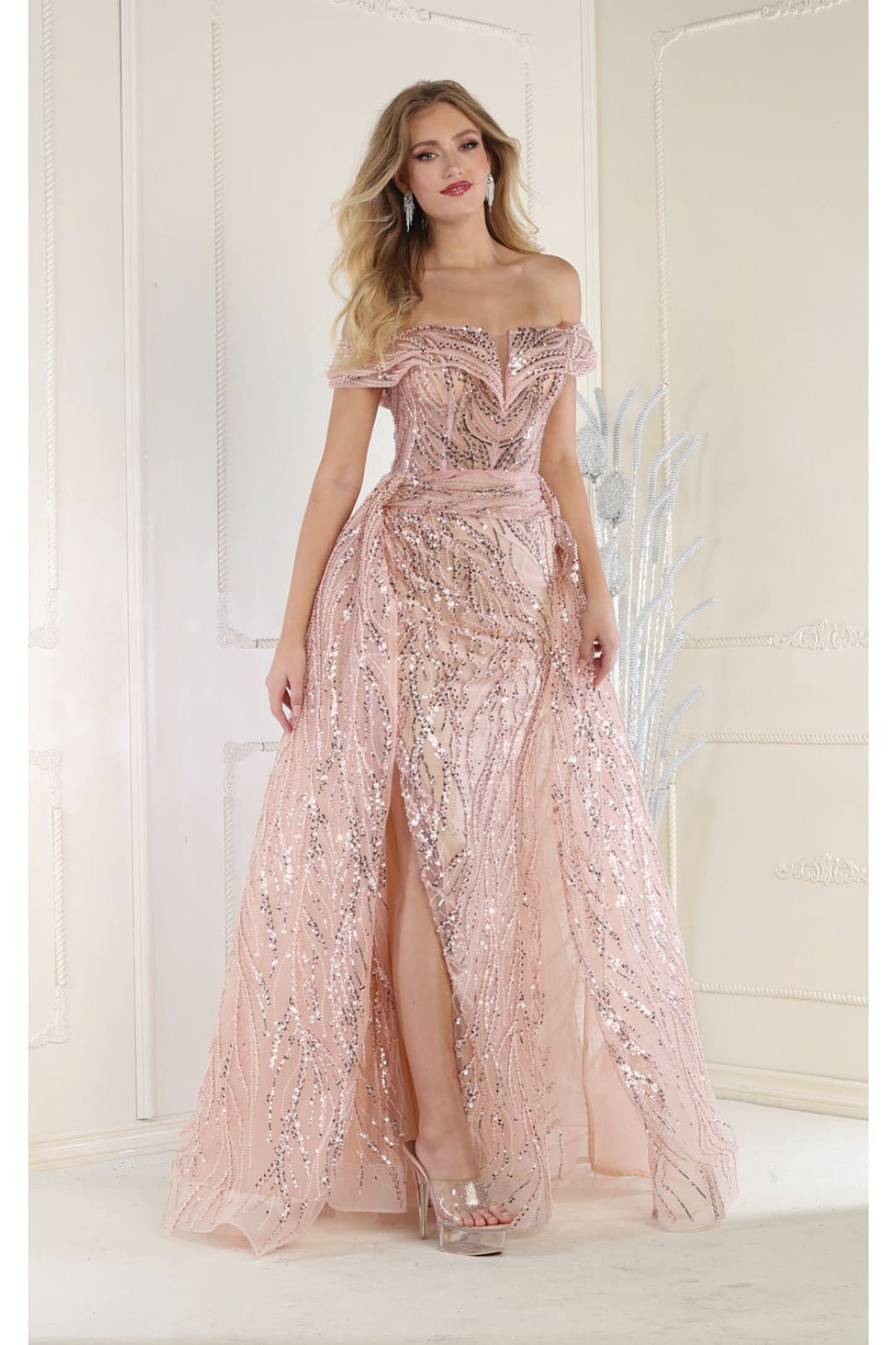 LA Merchandise LA8032 Special Occasion Evening Gown With Overlay Skirt LA Merchandise Inc