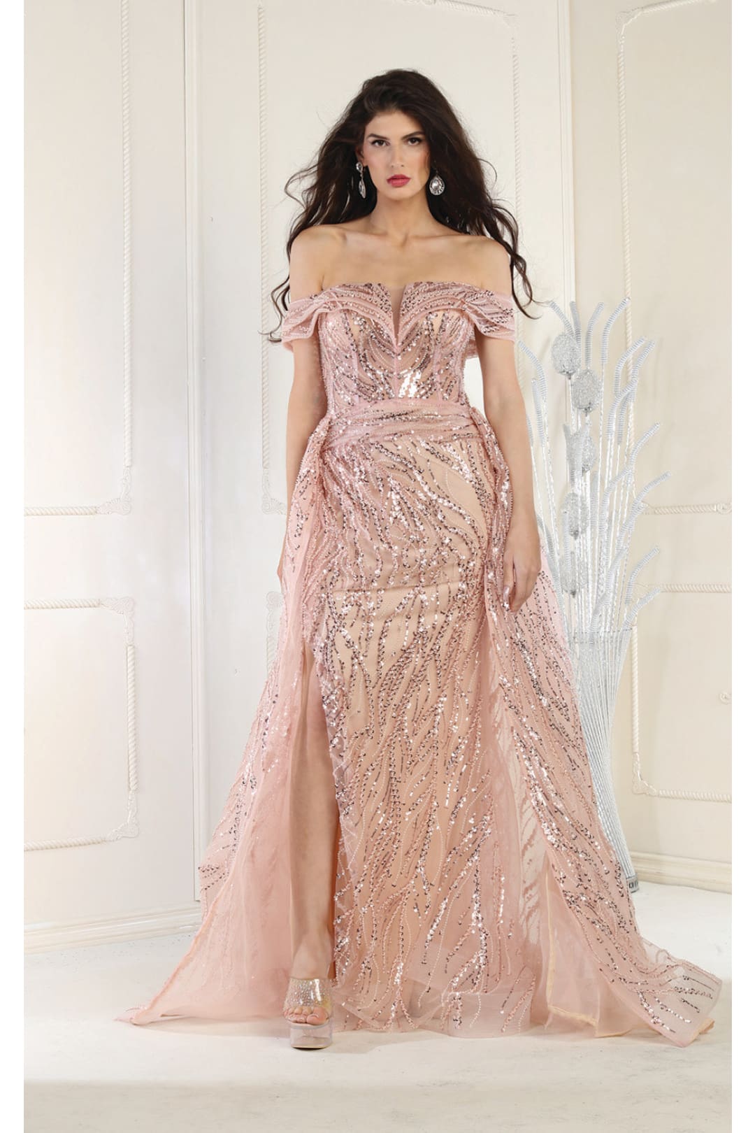 LA Merchandise LA8032 Special Occasion Evening Gown With Overlay Skirt LA Merchandise Inc