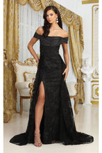 Load image into Gallery viewer, LA Merchandise LA8053 Off Shoulder Long Glitter Corset Bone Prom Dress - BLACK - Dress LA Merchandise