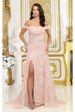 Load image into Gallery viewer, LA Merchandise LA8053 Off Shoulder Long Glitter Corset Bone Prom Dress - BLUSH - Dress LA Merchandise