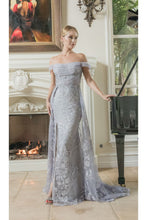 Load image into Gallery viewer, LA Merchandise LA8053 Off Shoulder Long Glitter Corset Bone Prom Dress - SILVER - Dress LA Merchandise