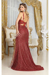 Load image into Gallery viewer, LA Merchandise LA8067 V-neck Sweep Train Corset Back Red Carpet Gown - - Dress LA Merchandise