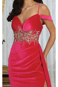 LA Merchandise LA8087 High Side Slit Velvet Gala Formal Gown - - Dress LA Merchandise