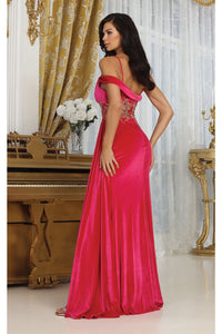 LA Merchandise LA8087 High Side Slit Velvet Gala Formal Gown - - Dress LA Merchandise