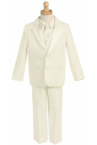 LA Merchandise LA8201 5 pc Ring Boys Suit with Vest & Tie - Ivory - Boys suits LA Merchandise