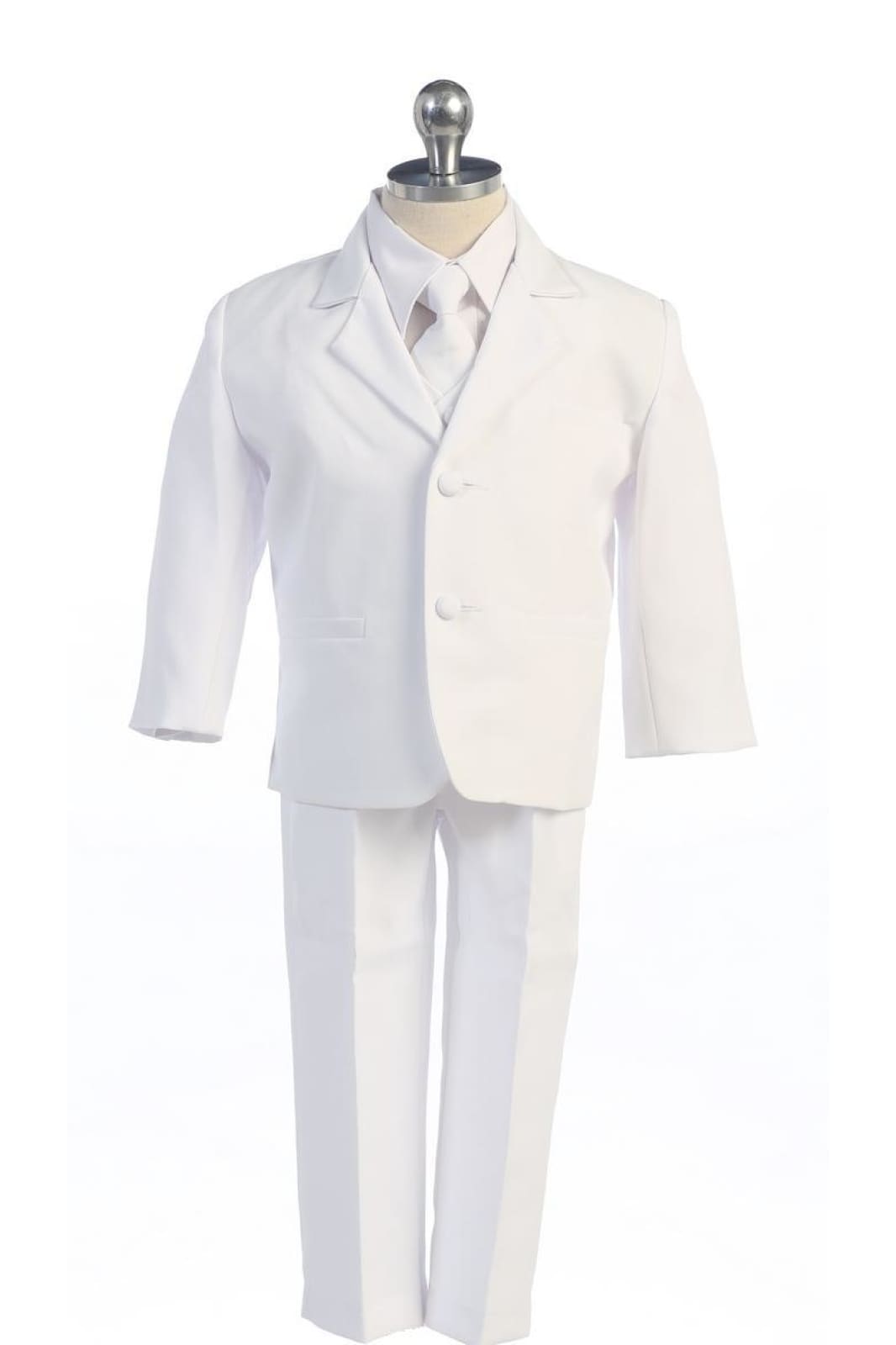 LA Merchandise LA8201 5 pc Ring Boys Suit with Vest & Tie - White - Boys suits LA Merchandise