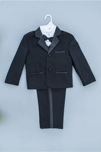 LA Merchandise LA8202 Classic Ring Boys 5 piece Black White Tuxedo - - Boys suits LA Merchandise