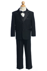 LA Merchandise LA8202 Classic Ring Boys 5 piece Black White Tuxedo - Black - Boys suits LA Merchandise