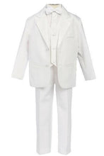 Load image into Gallery viewer, LA Merchandise LA8202 Classic Ring Boys 5 piece Black White Tuxedo - White - Boys suits LA Merchandise