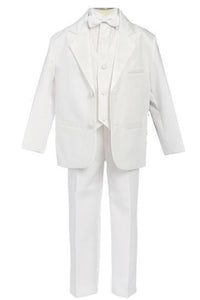 LA Merchandise LA8202 Classic Ring Boys 5 piece Black White Tuxedo - White - Boys suits LA Merchandise