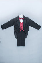 Load image into Gallery viewer, LA Merchandise LA8214 5 piece boys tuxedo with tail &amp; color vest &amp; bow - - Boys suits LA Merchandise