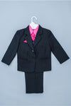 Load image into Gallery viewer, LA Merchandise LA8226 5 piece Classic Boys Solid Suit Set - Black Pink - Boys suits LA Merchandise