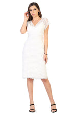 Load image into Gallery viewer, LA Merchandise LA974 Lace Stretch Short Sleeve Mother of Bride Dress - Ivory - LA Merchandise