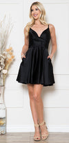 Load image into Gallery viewer, LA Merchandise LAABZ013S Simple Satin Short Bridesmaids Dress - BLACK - LA Merchandise