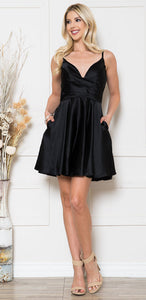 LA Merchandise LAABZ013S Simple Satin Short Bridesmaids Dress - BLACK - LA Merchandise